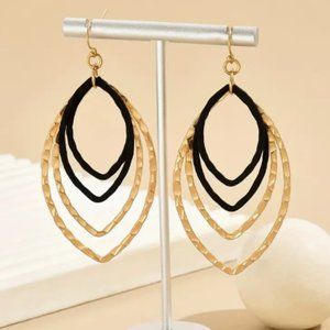 18k Gold Plated Hollow Leaf Shaped Hoop Earrings